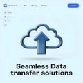 Blue cloud upload icon with text data transfer Royalty Free Stock Photo