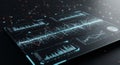A digital interface displays various data visualizations, including bar graphs, line Royalty Free Stock Photo