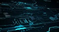 Futuristic digital interface with glowing blue lines and intricate patterns, showcasing advanced technology and data visualization Royalty Free Stock Photo