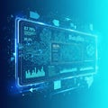 Digital interface featuring a holographic display with dynamic data Royalty Free Stock Photo