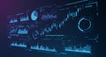 Digital interface featuring multiple data visualizations, including line and bar graphs, Royalty Free Stock Photo