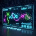 Digital interface featuring neon colored elements resembling DNA Royalty Free Stock Photo
