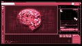 Digital interface featuring revolving pink brain