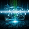 Digital interface with glowing circuit board designs features a Royalty Free Stock Photo