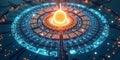 Futuristic Digital Interface with Glowing Core Royalty Free Stock Photo