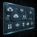 A digital interface illustrating cloud computing and data management Royalty Free Stock Photo