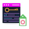 Digital interface with key and gear tag website coding Royalty Free Stock Photo