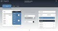 A digital interface layout showcasing a user interface design. It features menu boxes Royalty Free Stock Photo