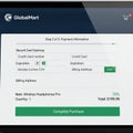 A digital interface for an online payment system labeled GlobalMart Royalty Free Stock Photo