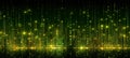 Digital interface pixelated data stream, binary code, encryption concept with glowing dots. Royalty Free Stock Photo