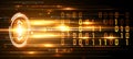 Digital interface with pixelated data stream, binary code, encryption concept and glowing dots. Royalty Free Stock Photo