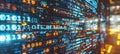 Digital interface with pixelated data stream, glowing binary code, and encryption concept Royalty Free Stock Photo