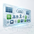 Digital interface showcasing cloud computing and data management Royalty Free Stock Photo