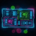 Bordered by vibrant lines resembling a high tech dashboard or Royalty Free Stock Photo