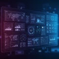 A digital interface showcasing multiple data visualizations, including world maps, Royalty Free Stock Photo