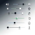 Digital interface with sliders and icons on a gradient background. Each slider features Royalty Free Stock Photo