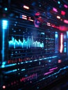 Futuristic interface displaying complex data and sound waves Royalty Free Stock Photo