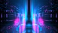 Digital interior building Hi tech Abstract data center server tonel. Business technology blurred Polygonal geometric digital