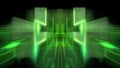 Digital interior building portal podium. Hi tech Abstract data center server tonel. Business technology blurred Polygonal