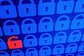 Digital internet data personal security concept blue background. Safe serfing www cyberspace