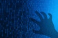 Digital internet data personal security concept blue background. Safe serfing www cyberspace
