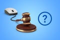 Digital internet law rendering concept with mouse and gavel connection