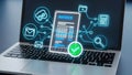Digital Invoice, Online Billing, Electronic Accounting System on Laptop Screen. Secure Financial Management. Royalty Free Stock Photo