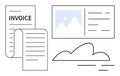 Digital invoicing and cloud storage concept with simple document layout and web interface Royalty Free Stock Photo