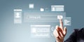 Digital job search interface with a person selecting hiring options