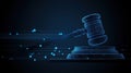 Digital justice system with a glowing gavel, artificial intelligence and legal technology in a high-tech environment Royalty Free Stock Photo