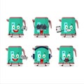 Digital kettle cartoon character are playing games with various cute emoticons