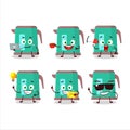 Digital kettle cartoon character with various types of business emoticons