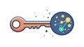 Digital Key with Circuitry for Cybersecurity and Access Control, vector design Generative AI Royalty Free Stock Photo