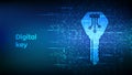 Digital key. Electronic key icon made with binary code. Cyber security and access background. Digital binary data and streaming Royalty Free Stock Photo