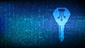 Digital key. Electronic key icon made with binary code. Cyber security and access background. Digital binary data and streaming Royalty Free Stock Photo