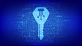 Digital key. Electronic key icon made with binary code. Cyber security and access background. Digital binary data and streaming Royalty Free Stock Photo