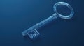 A digital key hologram glows against a blue backdrop, symbolizing advanced security and data protection in the digital age Royalty Free Stock Photo