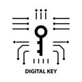 digital key icon, black vector sign with editable strokes, concept illustration Royalty Free Stock Photo