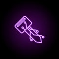 digital key icon. Elements of Bitcoin Blockchain in neon style icons. Simple icon for websites, web design, mobile app, info Royalty Free Stock Photo