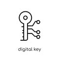 Digital key icon. Trendy modern flat linear vector Digital key i Royalty Free Stock Photo