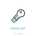 Digital key line flat icon