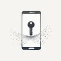 Digital Key and Smartphone Security Concept Royalty Free Stock Photo