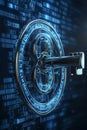 Digital Key Unlocks Potential, Representing Access and Opportunity in Technology and Cybersecurity Royalty Free Stock Photo