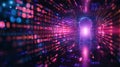 Digital Keyhole Surrounded by Streaming Binary Code