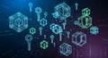 Digital keys security encryption blockchain technology network connection data protection access Royalty Free Stock Photo