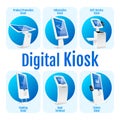 Digital kiosk vector infographic template