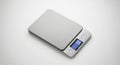 Digital kitchen scale with blue display isolated on white background Royalty Free Stock Photo