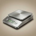 A digital kitchen scale with a sleek, modern design featuring a stainless steel surface. Royalty Free Stock Photo