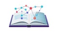 Digital Knowledge Open Book with Connected Dots, vector design Generative AI Royalty Free Stock Photo