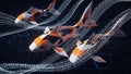 Digital Koi Fish Swimming Through Binary Code Data Streams Royalty Free Stock Photo